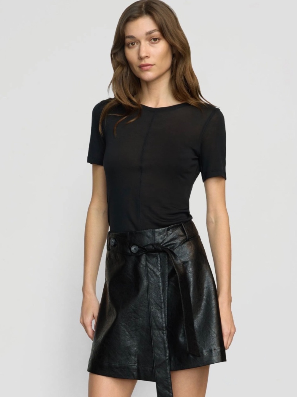 Modern Citizen Thea Semi-Sheer Tencel Crew-Neck Tee Black XL